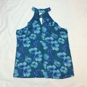 Worthington blue floral halter neck top